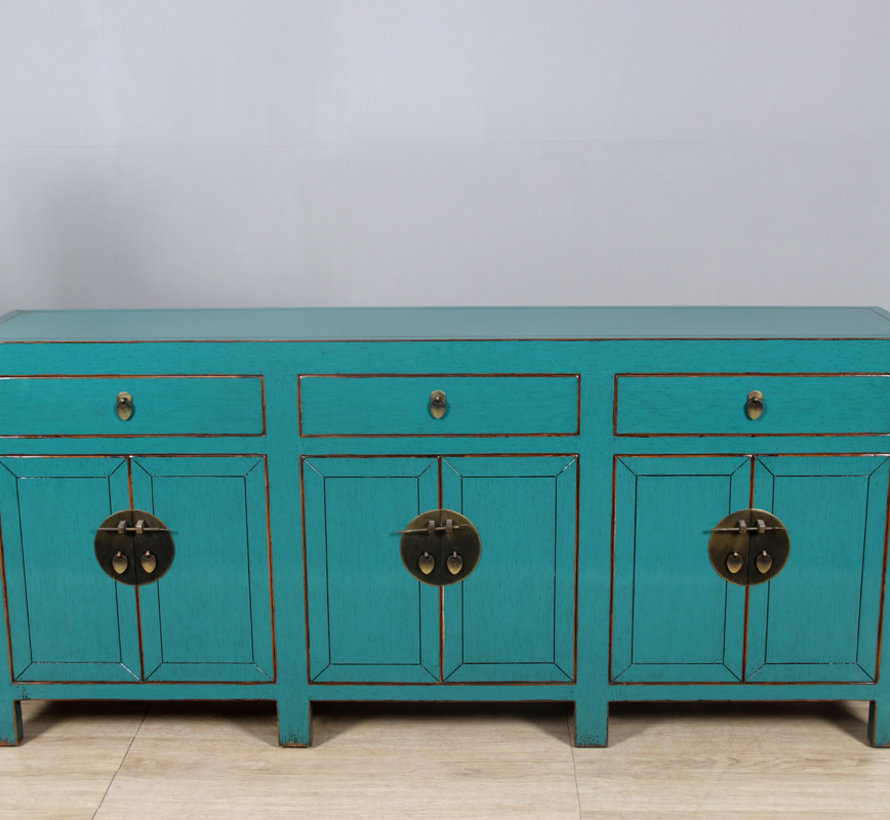 Chinese dresser sideboard 6 doors 3 drawers turquoise