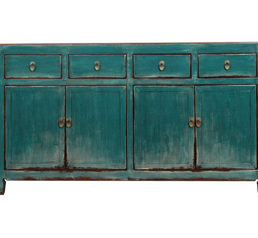 Sideboard 4 Doors 4 Drawers Long Storage Cabinet Used Turquoise