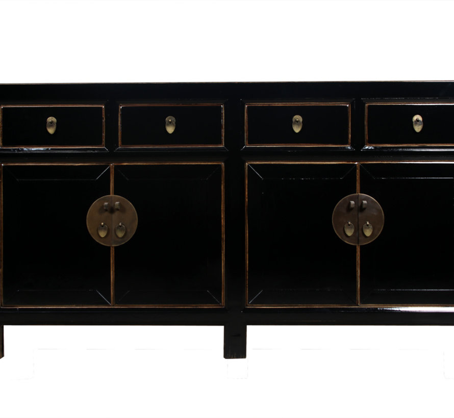 Sideboard 4 Doors 4 Drawers Long Storage Cabinet Black Yajutang