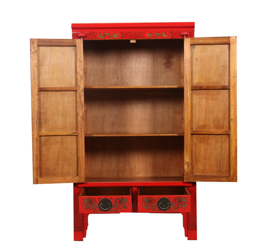 Wedding cabinet gilding painting red landscape