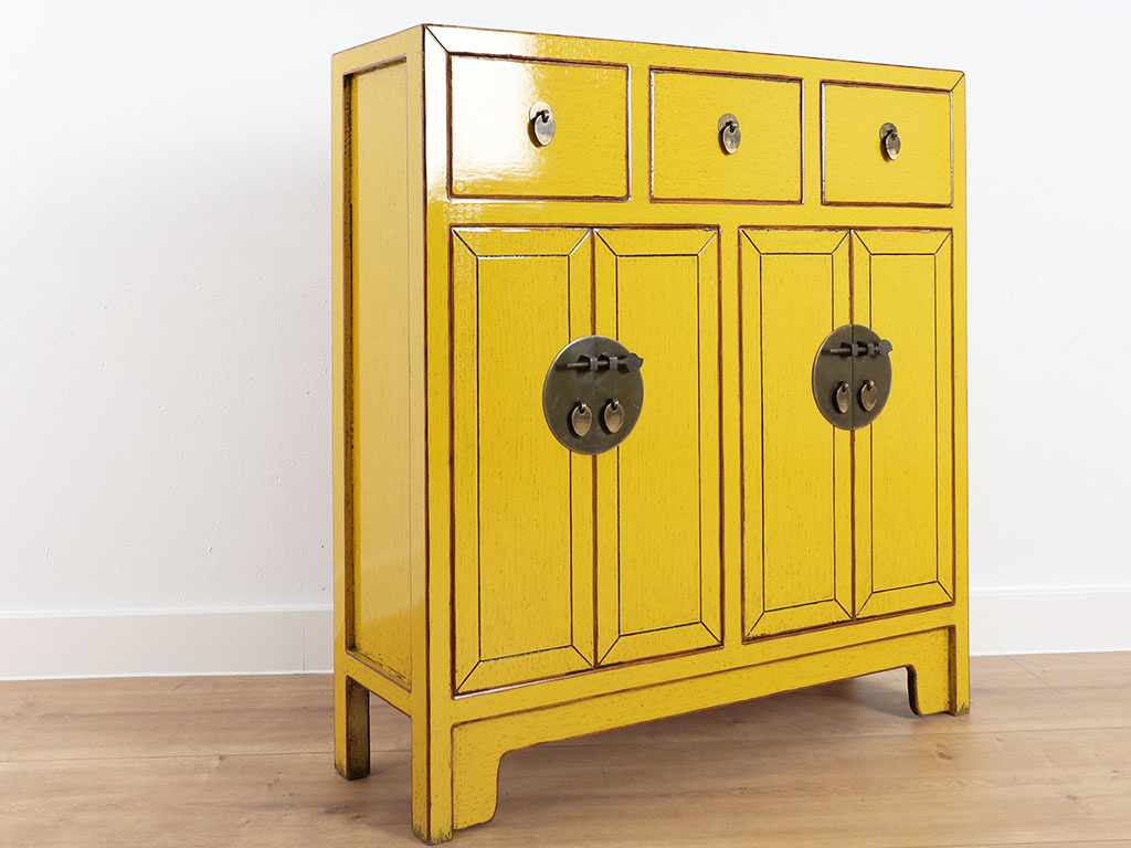 Chinese Dresser 25 Cm Deep Oriental Asian Style Yellow