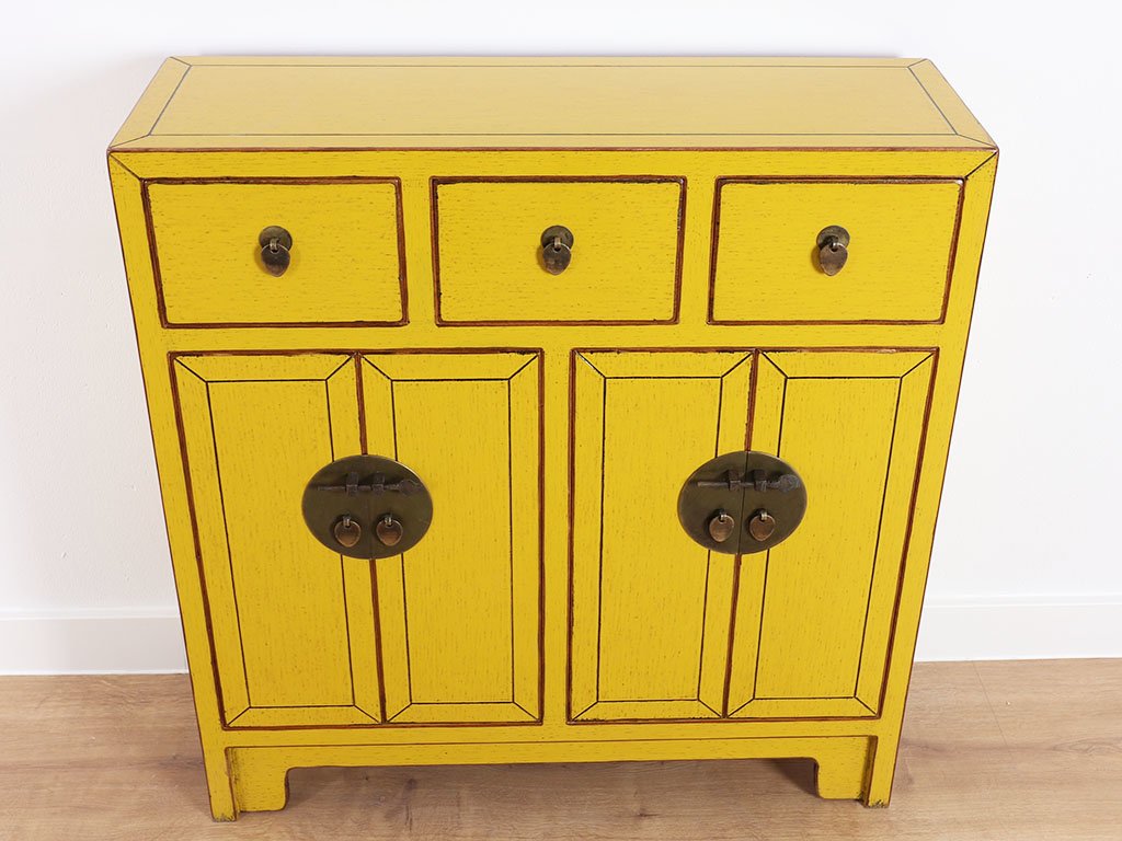 Chinese Dresser 25 Cm Deep Oriental Asian Style Yellow