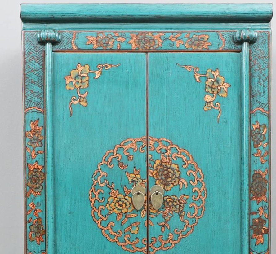 Chinese wedding cupboard 2 doors 1 drawer painted