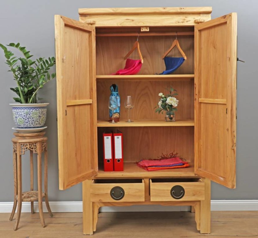 Chinese wedding cupboard 2 doors 2 drawers nature