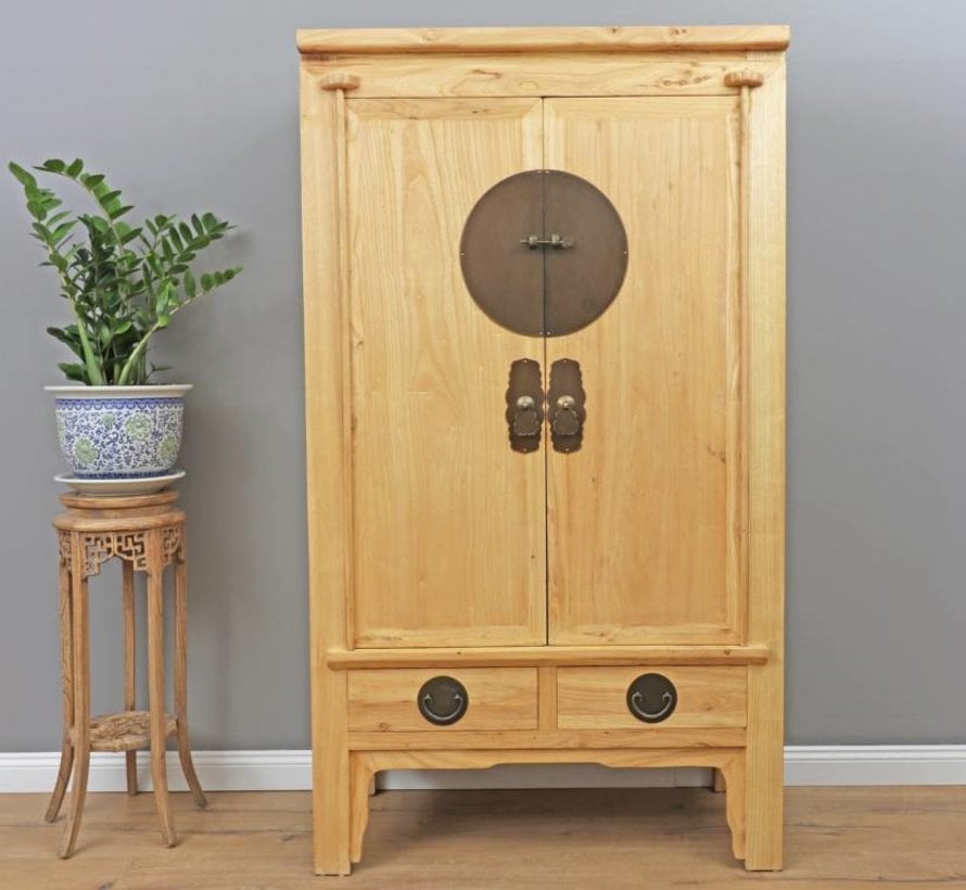 Chinese wedding cupboard 2 doors 2 drawers nature