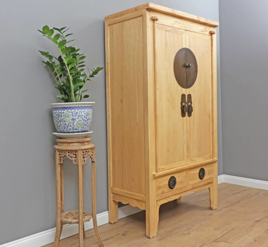 Chinese wedding cupboard 2 doors 2 drawers nature