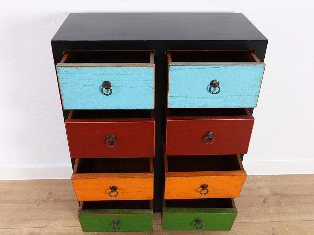 Chinese Chest Of Drawers 8 Drawers Oriental Asian Style Colorful