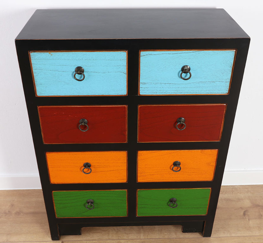 Chinese Chest Of Drawers 8 Drawers Oriental Asian Style Colorful