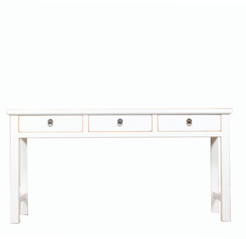 Yajutang console table white natural wood edges