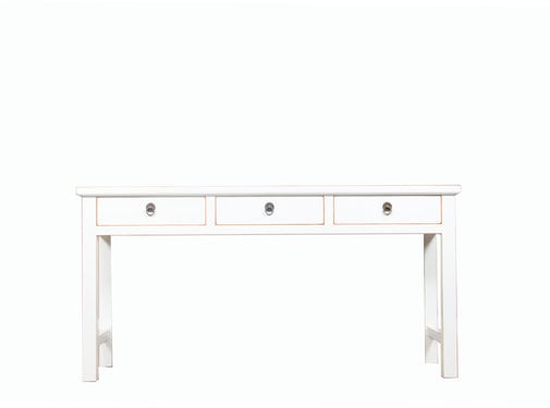 Yajutang console table white natural wood edges