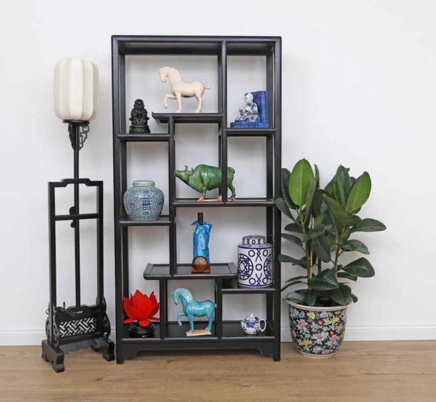 Shelf Chinese dresser cabinet solid wood black