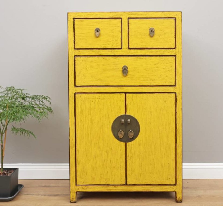 Chinese Chest Of Drawers 3 Drawers 2 Doors Yellow Yajutang Mobel