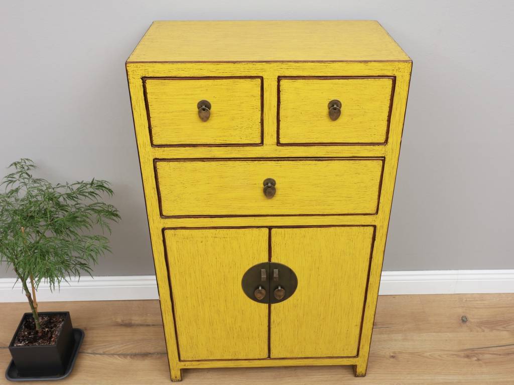 Chinese Chest Of Drawers 3 Drawers 2 Doors Yellow Yajutang Mobel