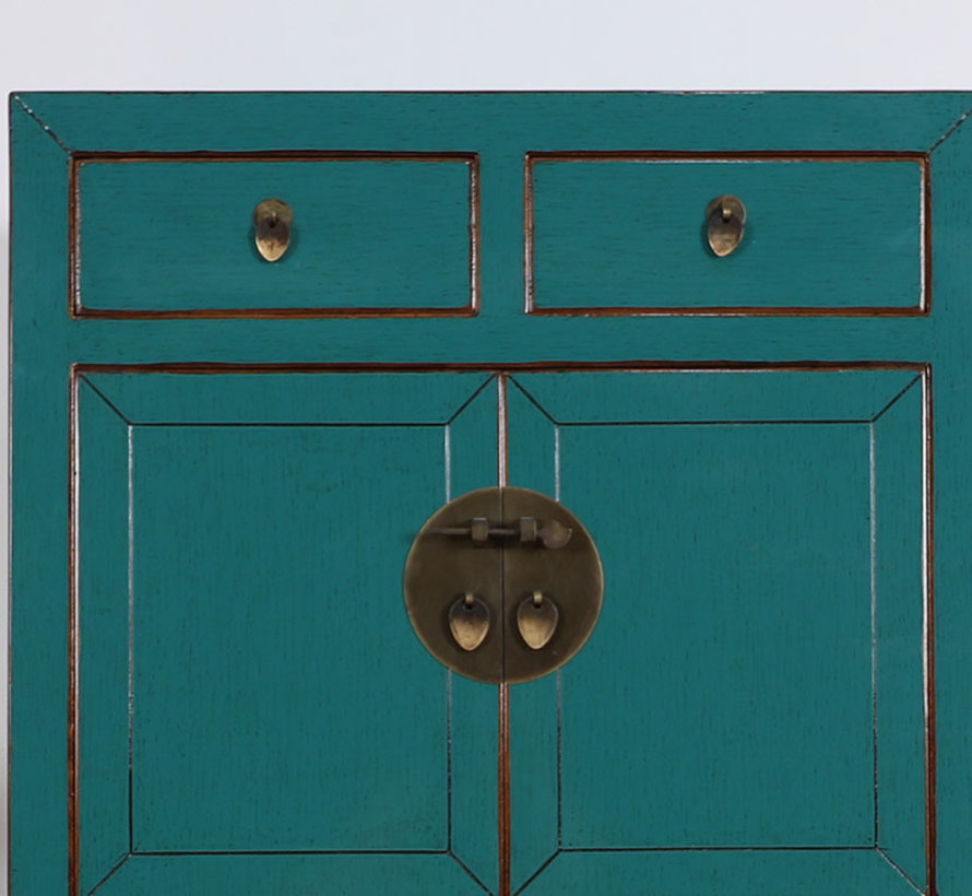 Chinese dresser wedding cabinet cabinet solid wood  turquoise RAL5018
