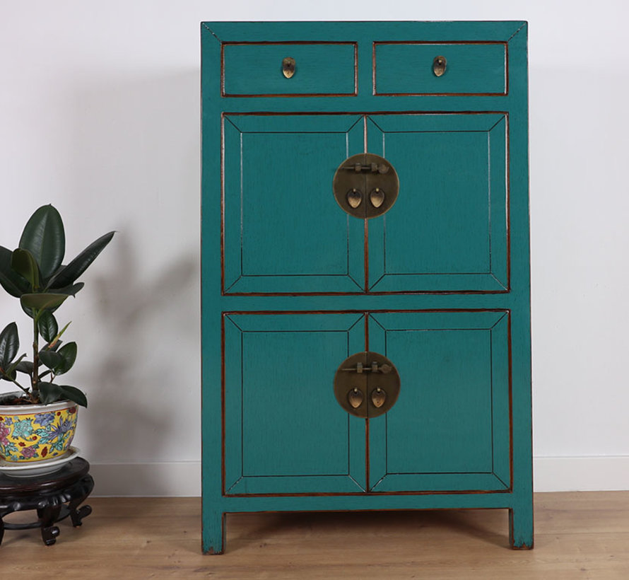 Chinese dresser wedding cabinet cabinet solid wood  turquoise RAL5018
