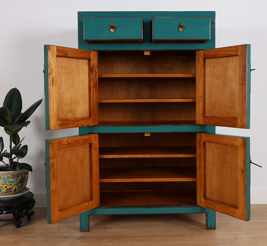 Chinese dresser wedding cabinet cabinet solid wood  turquoise RAL5018