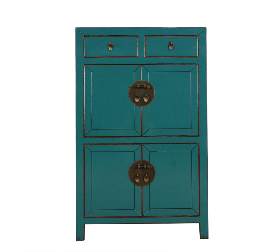 Chinese dresser wedding cabinet cabinet solid wood  turquoise RAL5018