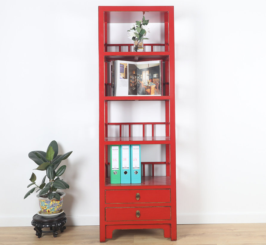 Shelf Chinese Dresser 2 Drawers Red Yajutang Mobel Gmbh