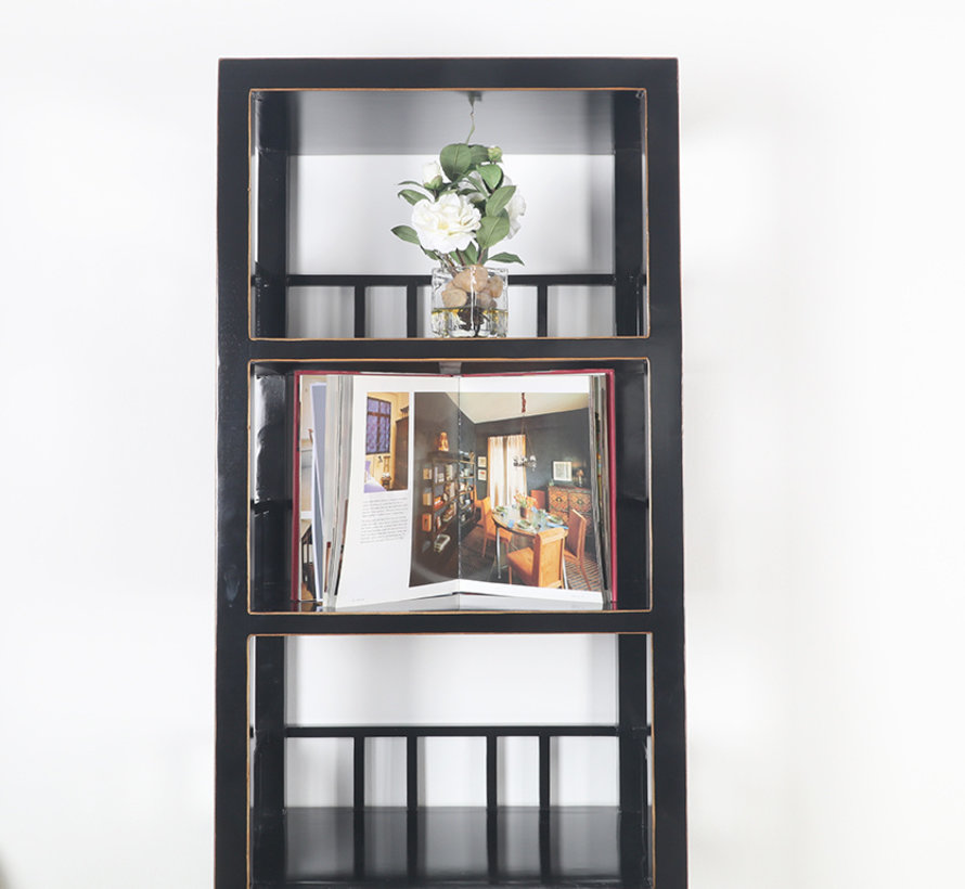 Shelf dresser cabinet solid wood 2 drawers black