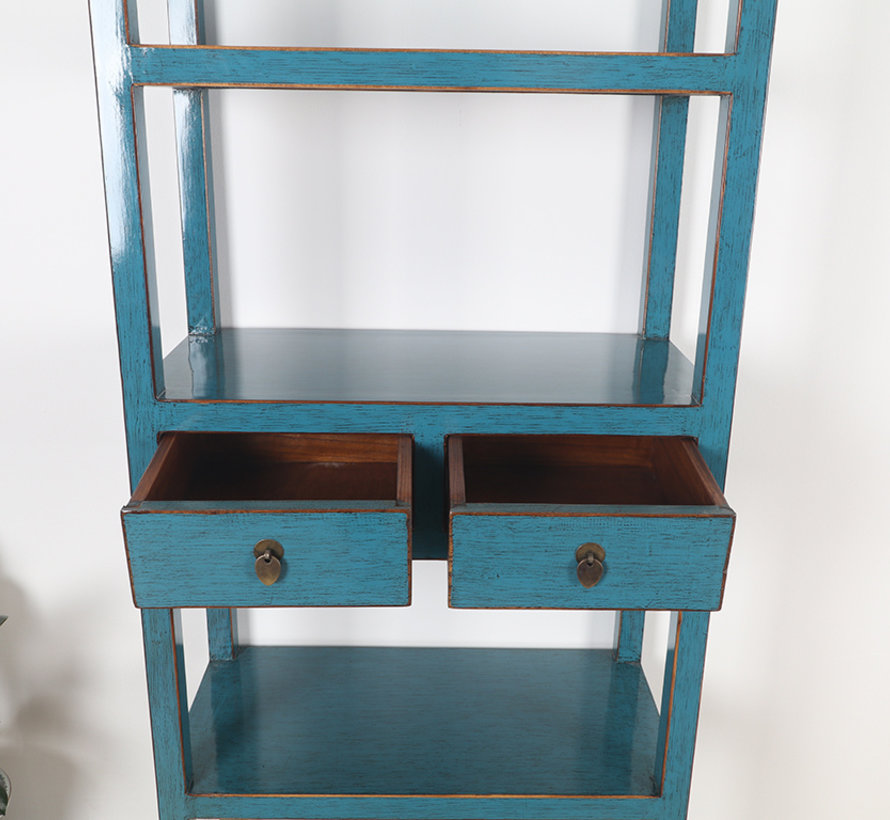Shelf Chinese Dresser 2 Drawers Blue Yajutang Mobel Gmbh