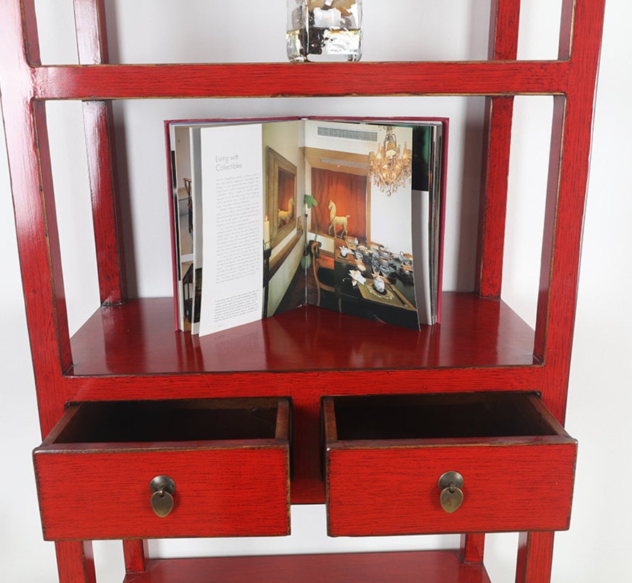 Shelf Chinese Dresser 2 Drawers Red Yajutang Mobel Gmbh