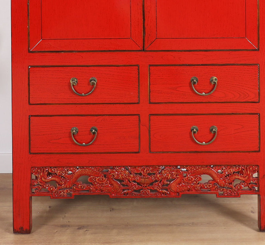 Chinese wedding cabinet 2 doors 4 drawers red