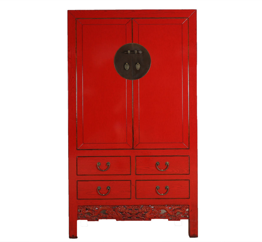 Chinese wedding cabinet 2 doors 4 drawers red
