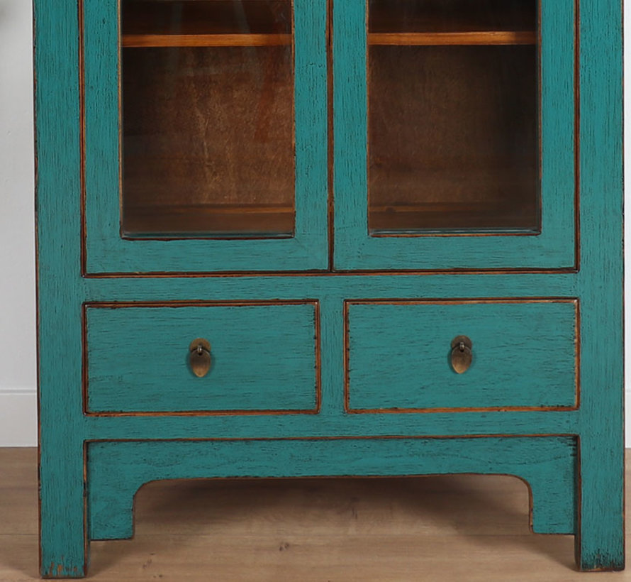 Showcase 2 doors 2 drawers blue turquoise