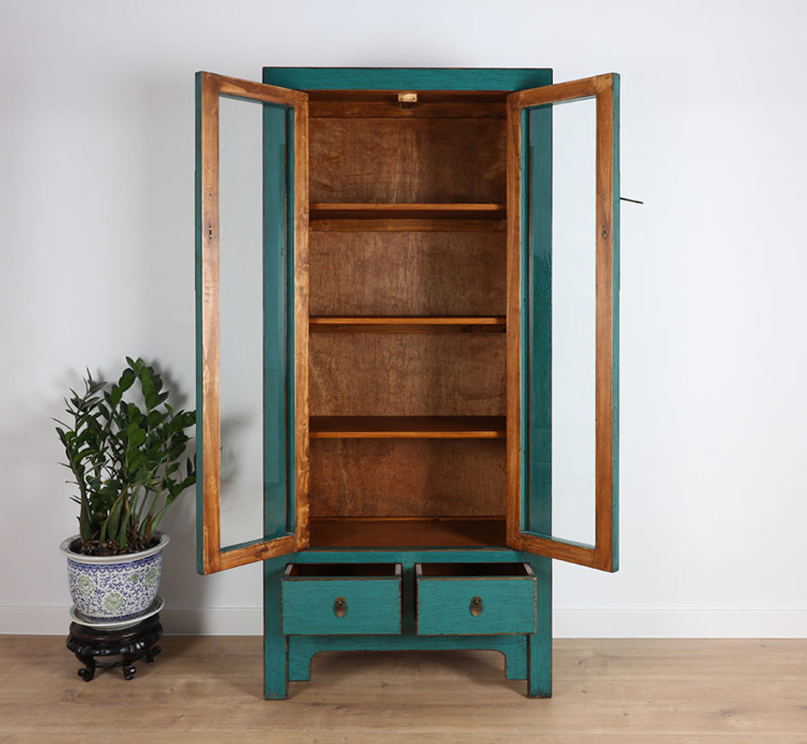 Showcase 2 doors 2 drawers blue turquoise