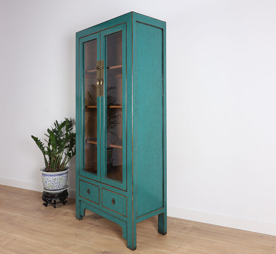 Showcase 2 doors 2 drawers blue turquoise