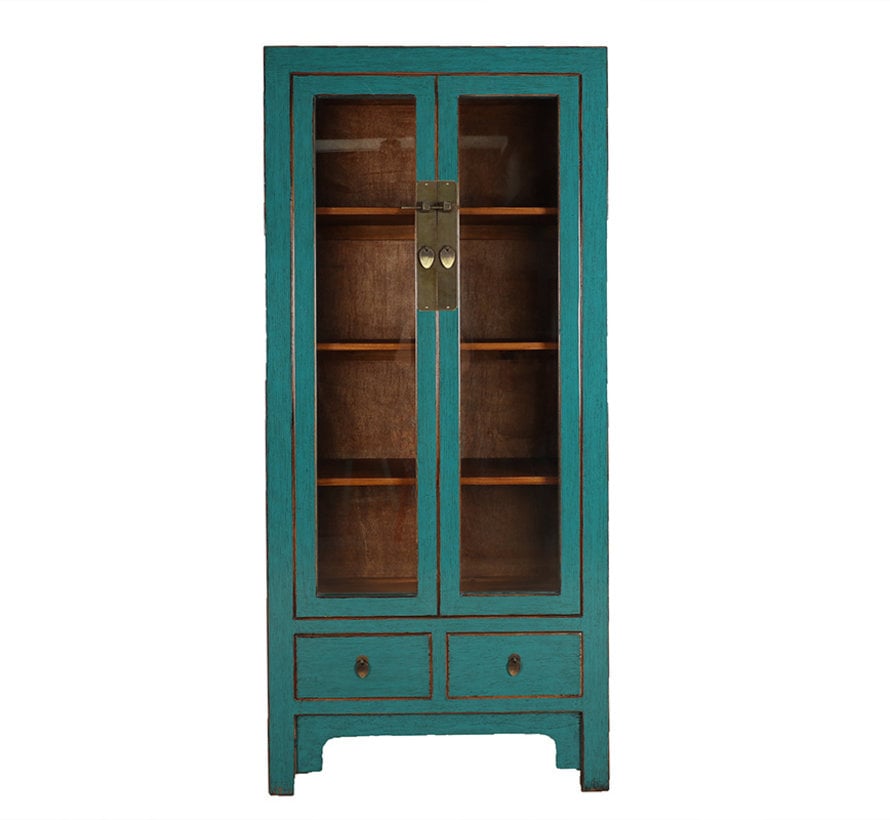Showcase 2 doors 2 drawers blue turquoise