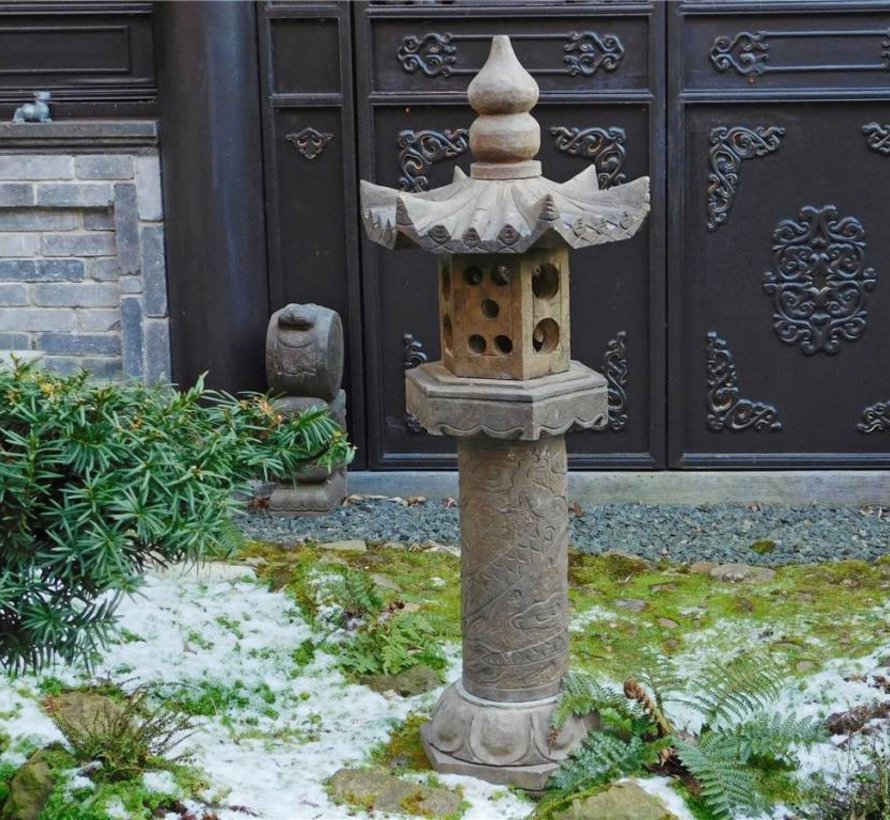 Chinese stone lantern with dragon motif for balcony & garden