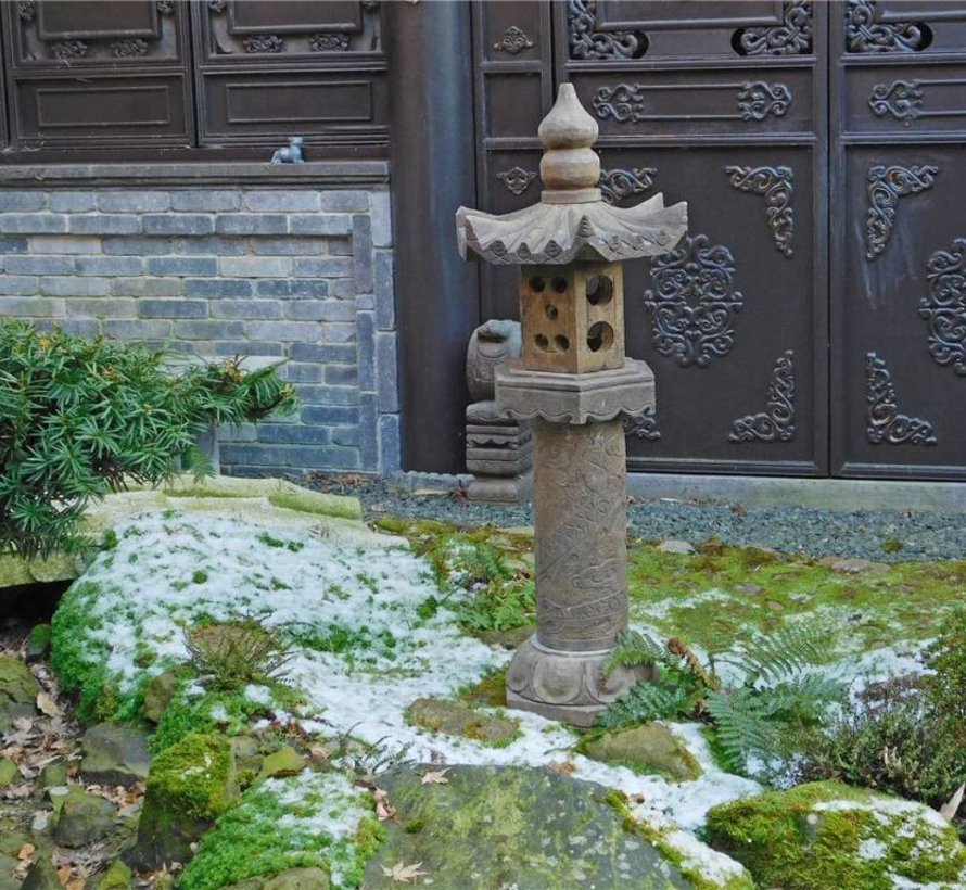 Chinese stone lantern with dragon motif for balcony & garden