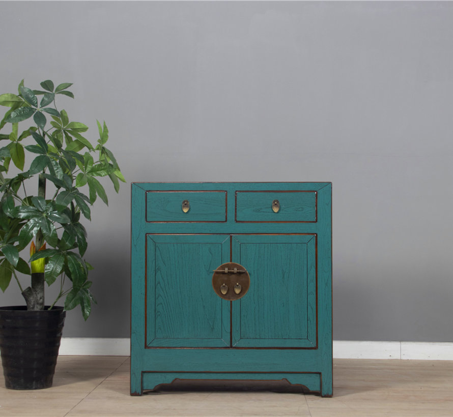 Chinese Dresser Sideboard 2 Drawers 2 Doors Turquoise Yajutang