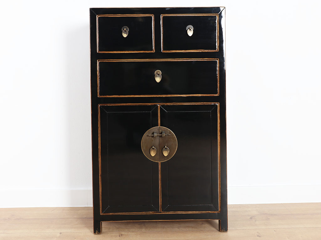 China Dresser Black Lacquered With Natural Wood Edges Yajutang