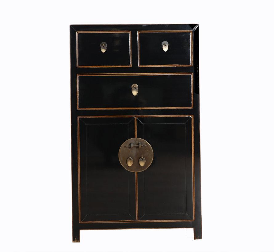China Dresser Black Lacquered With Natural Wood Edges Yajutang