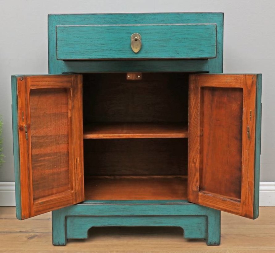 Chinese dresser sideboard 1 drawer 2 doors turquoise