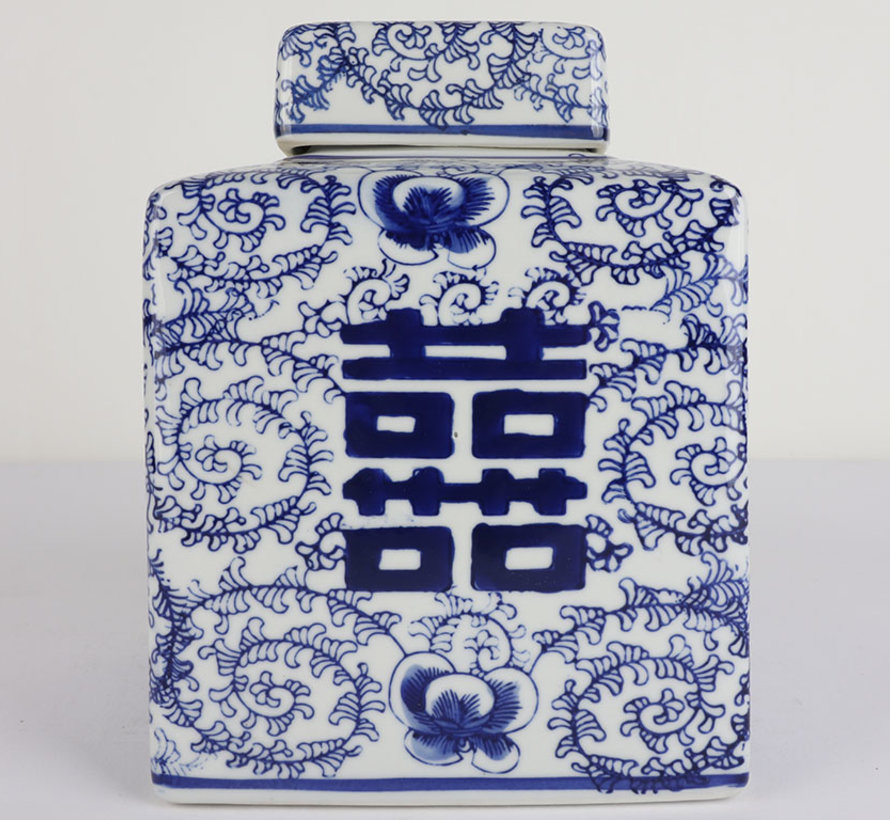 Chinese porcelain lid vase Double happiness