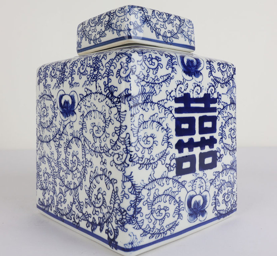 Chinese porcelain lid vase Double happiness