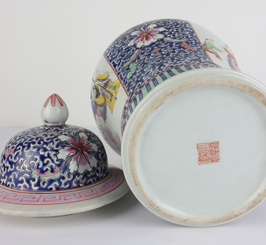 Chinese porcelain lidded vase 40 cm high Ø 25cm hand painted