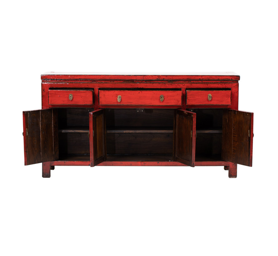 Antique sideboard lowboard chinese asia asian red