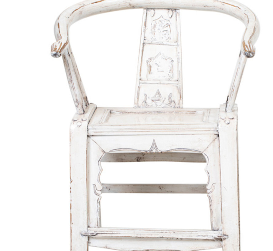 Antiker chinesischer Armlehnstuhl, Rückenlehne mit Schnitzereien