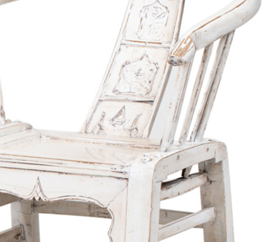 Antique Chinese armchair, carved backrest