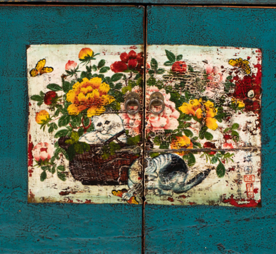 Antique chinese cabinet solid wood painted