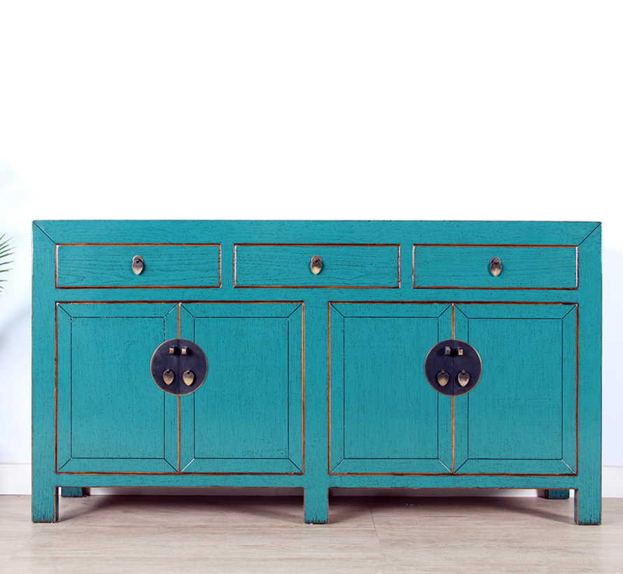 Chinese dresser sideboard 4 Türen 3 Schubladen turquoise  RAL5018