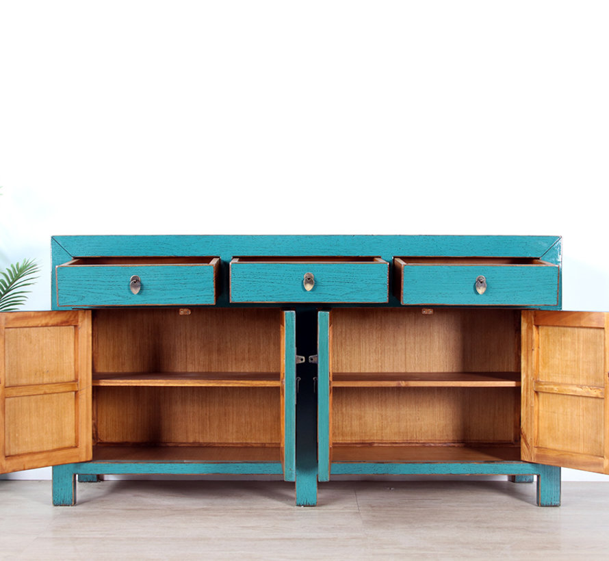 Chinese dresser sideboard 4 Türen 3 Schubladen turquoise  RAL5018