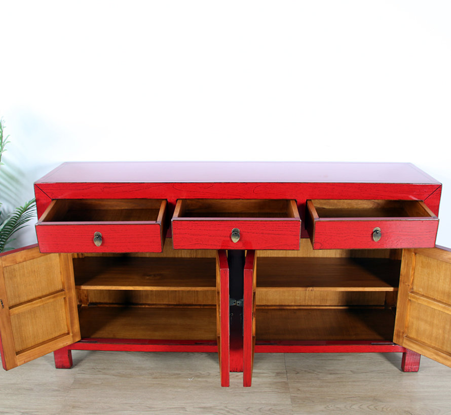 Chinese dresser sideboard 4 Türen 3 Schubladen red