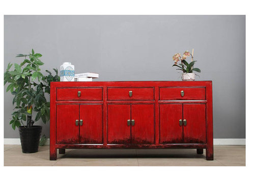 Yajutang Sideboard 6 Türen 3 Schubladen rot