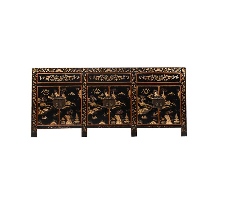 beautiful sideboard with hand gilt painting landscape