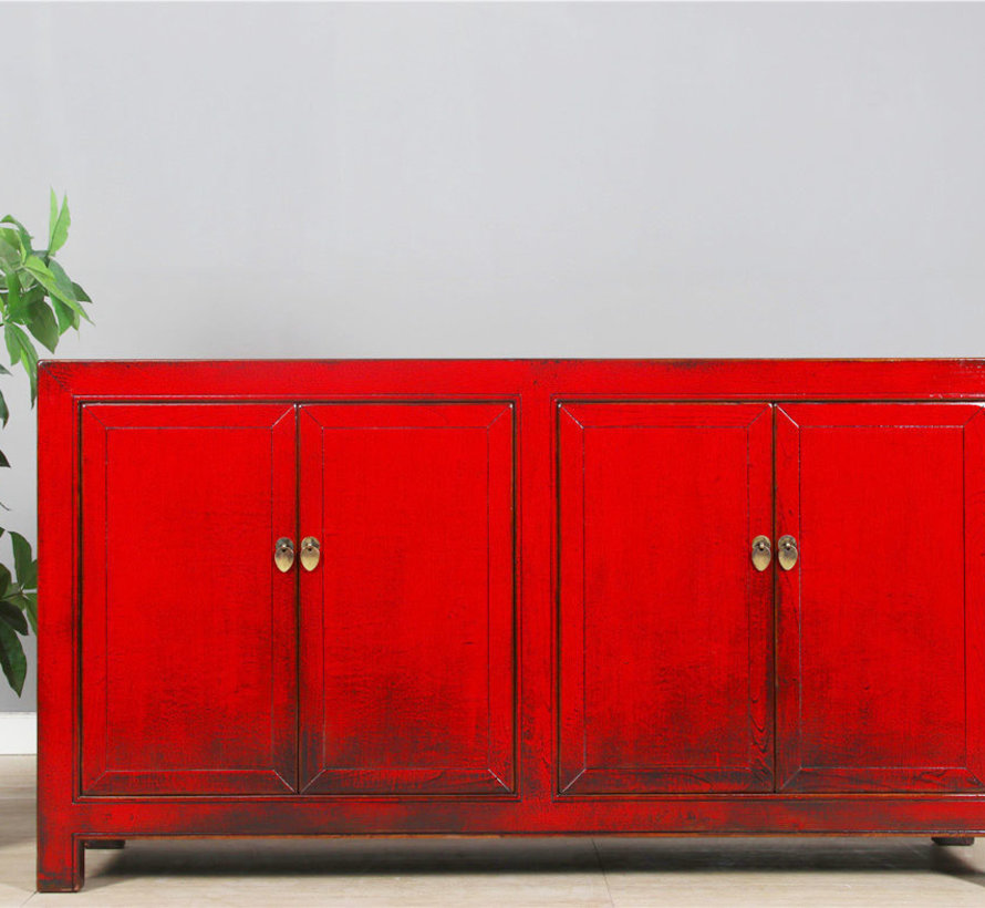 Chinese sideboard TV table chest of 4 doors red